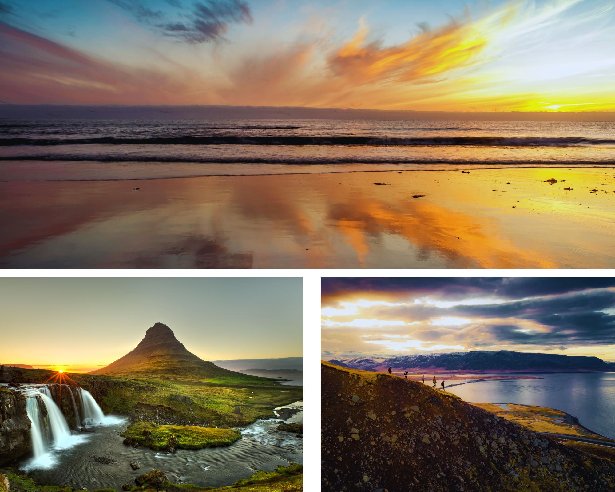 Golden-hour glow at midnight — hiking through Iceland’s stunning landscapes.